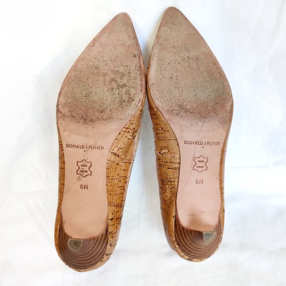 Donald J. Pliner Patent Leather Cork Kitten Pointed Toe Heels 6 M EUC - Picture 8 of 8